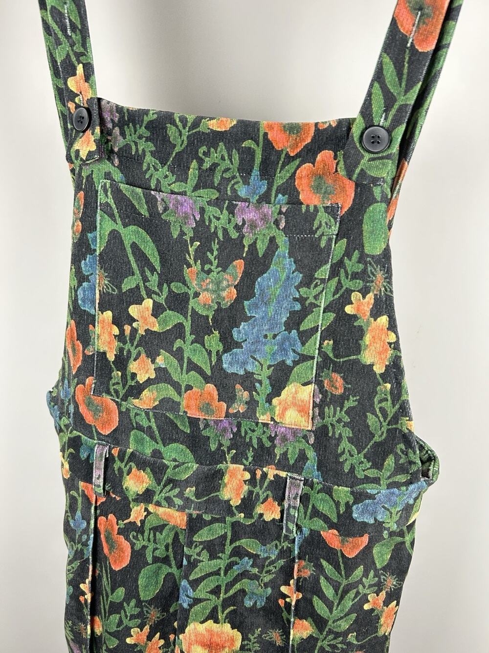 Cider Floral Wide Leg Overalls Jumpsuit Black Cottagecore Medium